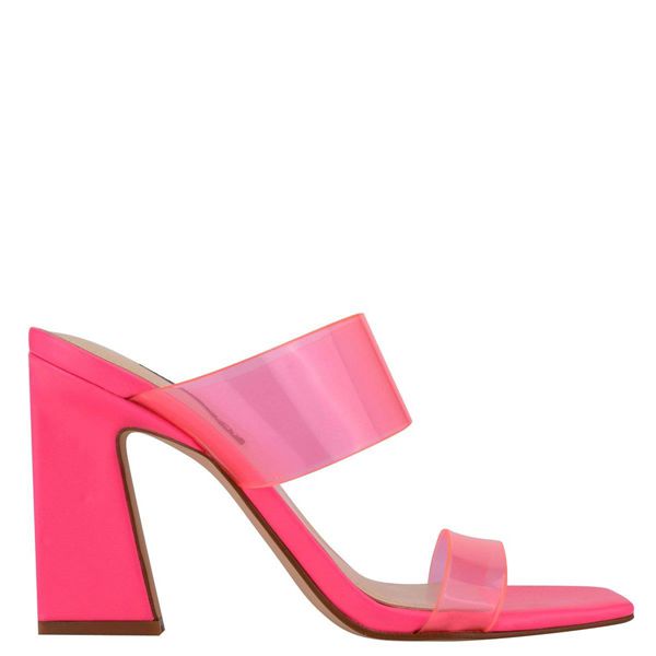 Nine West Instaa Heeled Pink Slides | Ireland 27Q45-1C79